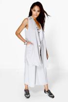 Boohoo Mollie Scuba Crepe Sleeveless Duster Grey