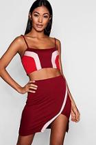 Boohoo Layla Colour Block Crop & Mini Skirt Co-ord