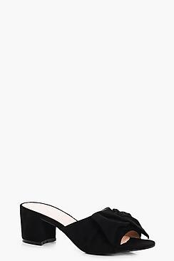 Boohoo Ebony Bow Trim Mule Heels