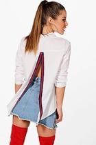 Boohoo Petite Poppy Sports Trim Open Back Shirt