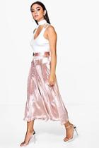 Boohoo Amelle Pleat Front Tailored Satin Culottes