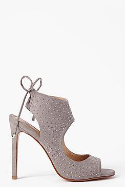 Boohoo Sophia Cut Work Tie Back Shoeboot