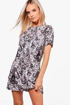 Boohoo Petite Tyler Paisley Print Shift Dress
