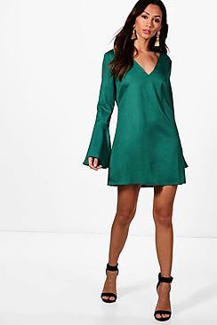 Boohoo Petite Balloon Sleeve Shift Dress