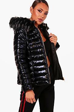 Boohoo Sophie Metallic Padded Jacket