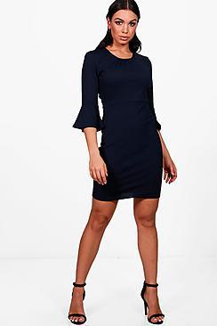 Boohoo Gathered Neck Midi Dress