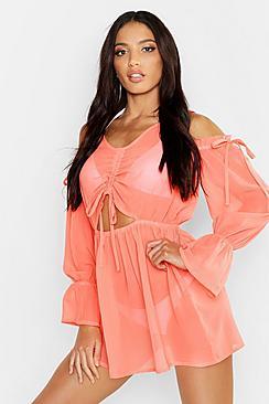 Boohoo Cold Shoulder Beach Dress