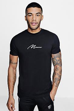 Boohoo Man Signature Embroidered T-shirt
