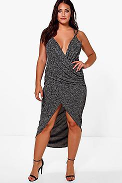 Boohoo Jordyn Glitter Wrap Maxi Dress