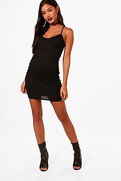Boohoo Jessica Rib Knit Strappy Cami Dress