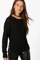 Boohoo Holly Button Detail Fisherman Jumper