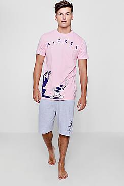 Boohoo Mickey Mouse T-shirt And Short Lounge Set