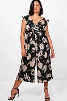 Boohoo Plus Kay Floral Wrap Jumpsuit