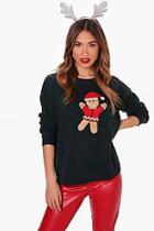 Boohoo Amanda Applique Gingerbread Man Christmas Jumper