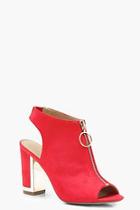 Boohoo O Ring Zip Front Sling Back Shoe Boots