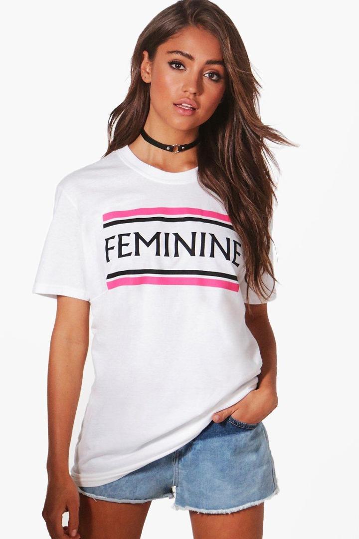Boohoo Gabrielle Femme Stripe Tee White