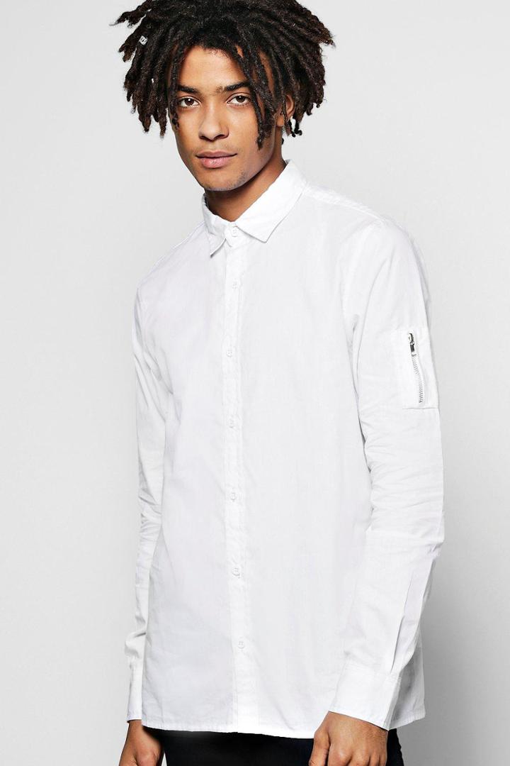 Boohoo Ma1 Sleeve Shirt White