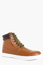 Boohoo Pu Boots With Contrast Soles Tan