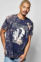 Boohoo Oversized Bleach Wash T Shirt With Print