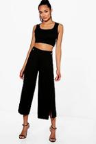 Boohoo Mary Button Detail Split Culottes