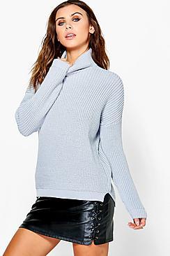 Boohoo Petite Alice Roll Neck Soft Knit Jumper