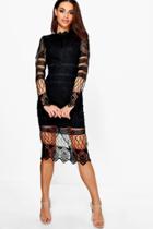 Boohoo Boutique Jay Lace Panelled Midi Dress Black