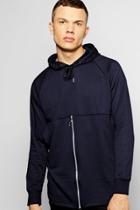 Boohoo Hoodie With Zip Centre Navy