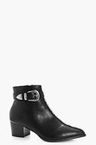 Boohoo Cerrie Rose Stud Western Ankle Boot