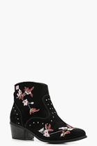 Boohoo Camy Floral Embroidered Ankle Boot