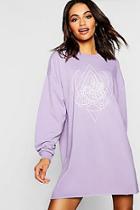 Boohoo Cosmos Print Oversized Sweatshirt Dress