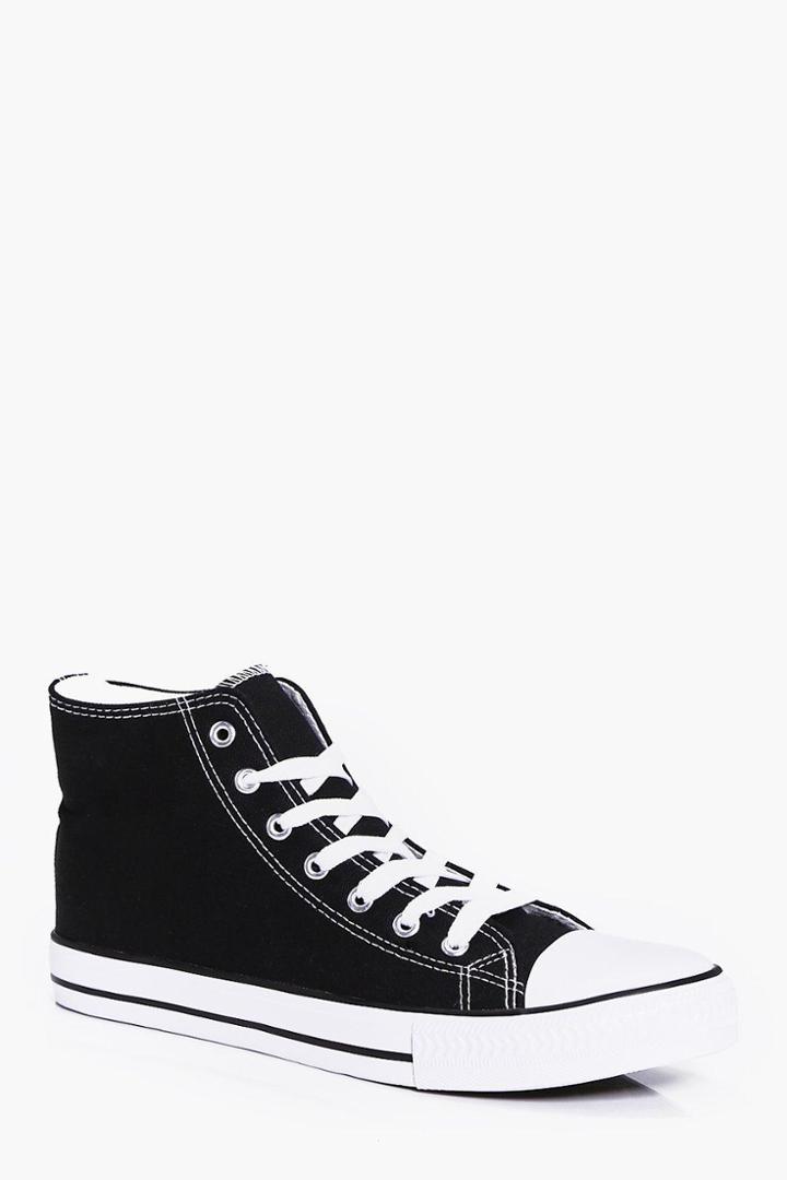 Boohoo High Top Canvas Plimsol Black