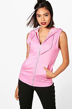 Boohoo Tabitha Fit Sleeveless Zip Through Hoody