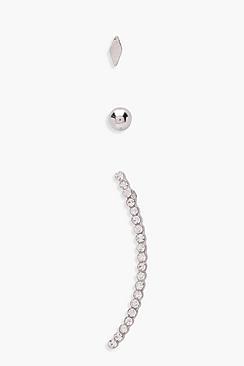 Boohoo Phoebe Diamante And Stud 3 Pack