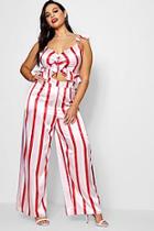Boohoo Plus Rosie Satin Stripe Wide Leg Pant