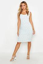 Boohoo Petite Ditsy Floral Cup Midi Dress