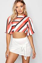 Boohoo Libby Asymmetric Stripe Crop Top