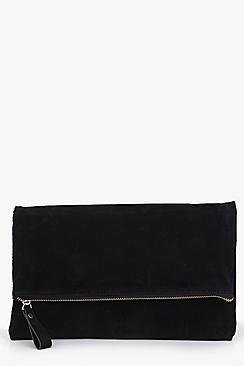 Boohoo Sofia Suedette Fold Over Clutch Bag