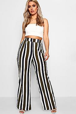Boohoo Plus Gemma Stripe Wide Leg Trouser