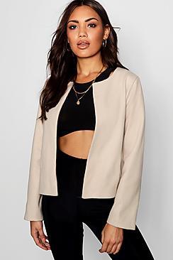 Boohoo Collarless Cropped Woven Jacket