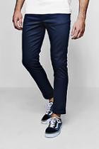 Boohoo Navy Tapered Fit Chino With Stretch