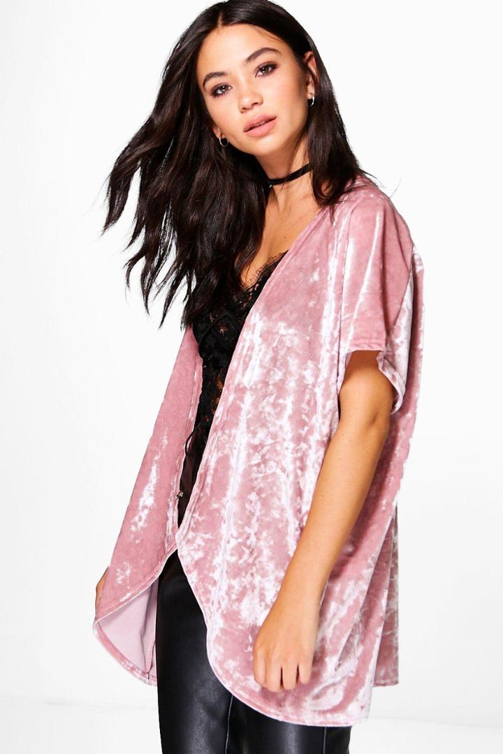 Boohoo Niamh Velvet Kimono Pink