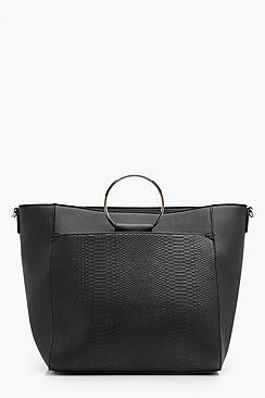 Boohoo Ellie Circle Handle Tote Bag