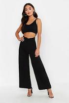 Boohoo Petite Self Fabric Belt Wide Leg Trouser