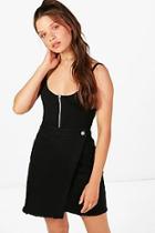 Boohoo Fatima Wrap Front Asymmetric Canvas Skirt