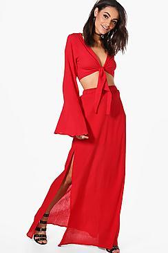 Boohoo Fiona Cheesecloth Crop & Maxi Skirt Co-ord