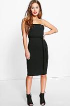 Boohoo Petite Lexi Bandeau Tie Belted Midi Dress