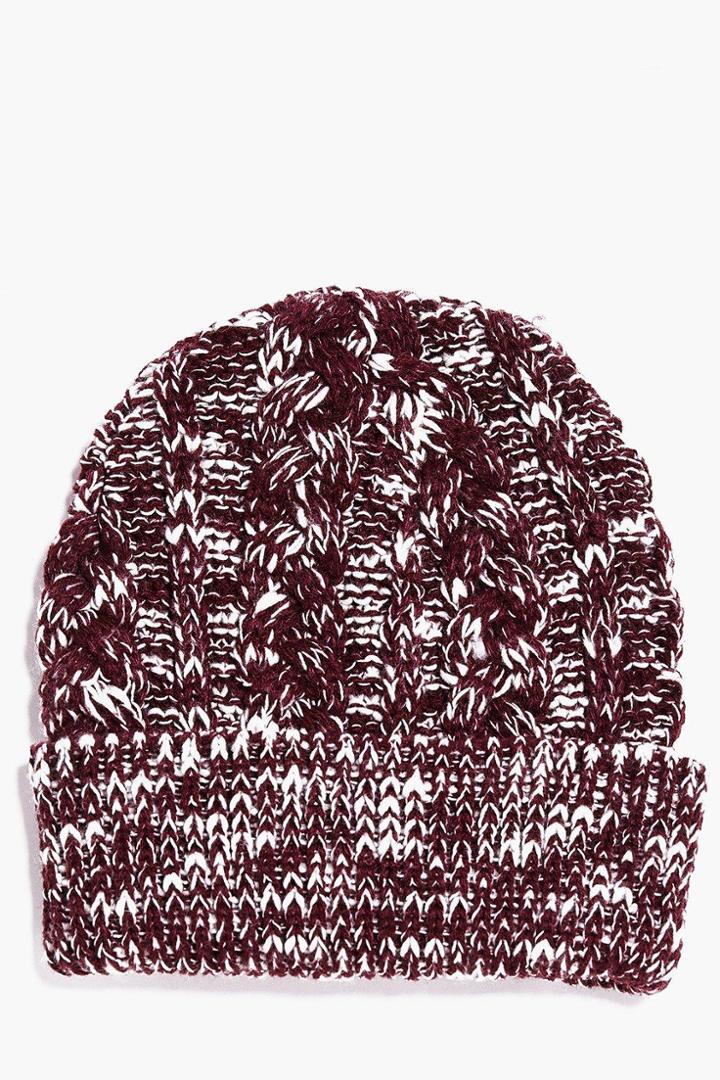 Boohoo Twist Yarn Beanie Burgundy