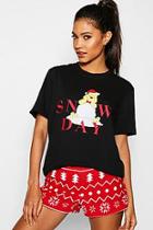 Boohoo Disney Christmas Winnie The Pooh Snow Day Tee