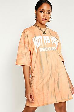 Boohoo Tie Dye Hot As Hell T-shirt Dress