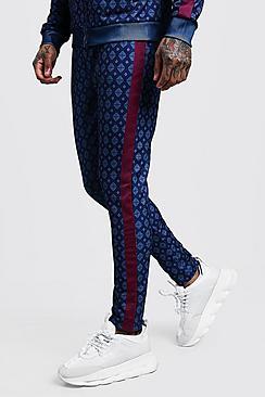 Boohoo Printed Joggers With Side Tape
